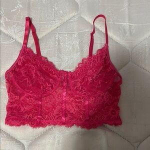 Lace Bralette in Vibrant Pink